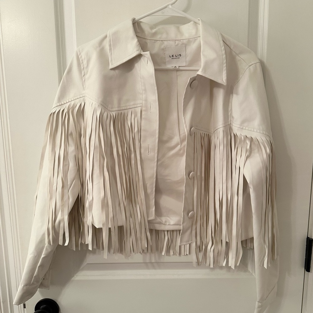 Faux Leather Fringe Jacket - S